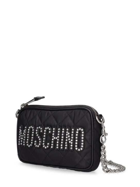 Moschino: Sac porté épaule en nylon matelassé à logo - women_1 | Luisa Via Roma