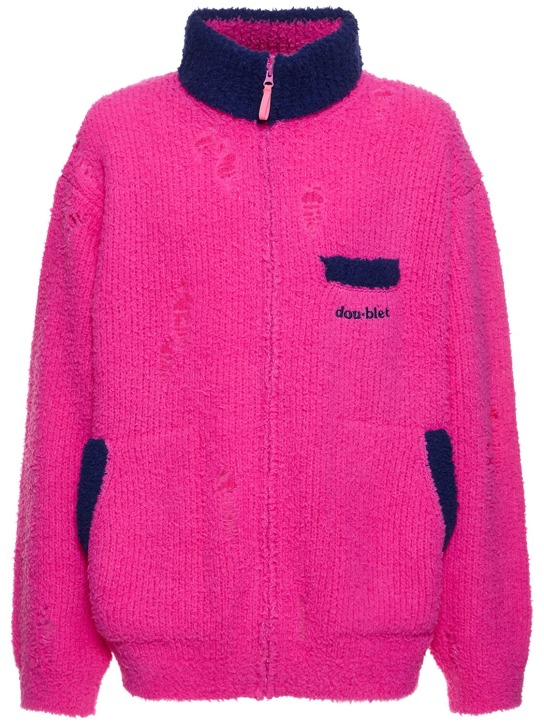 Doublet: Wool blend knit jacket - Neon Pink - men_0 | Luisa Via Roma