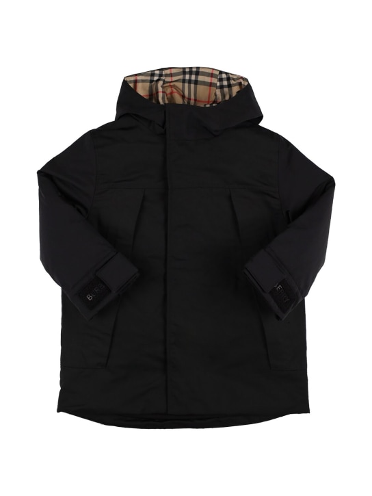 Burberry: Long nylon puffer jacket - Black - kids-girls_0 | Luisa Via Roma