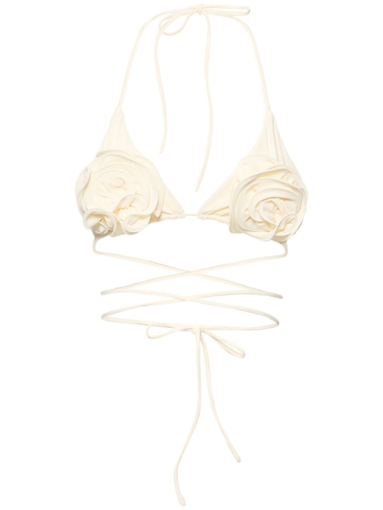 Magda Butrym: Haut de bikini en tissu tech détail fleur 3D - Crème - women_0 | Luisa Via Roma