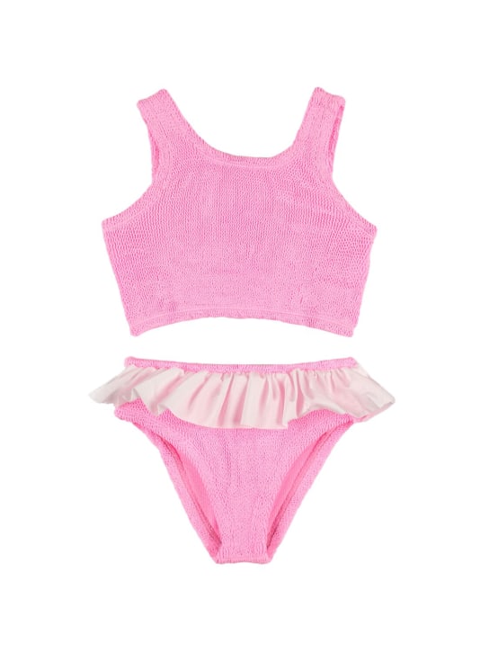 Hunza G: Lycra bikini w/ ruffle - Pink - kids-girls_0 | Luisa Via Roma