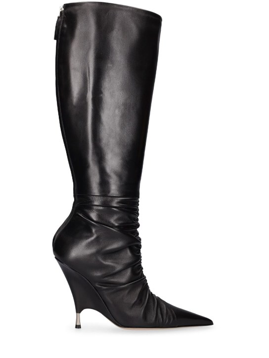 Blumarine: 55mm Godiva leather tall boots - women_0 | Luisa Via Roma