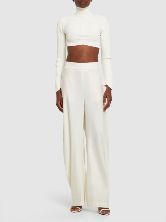 Alessandro Vigilante: Top corto de viscosa con manga larga - Blanco - women_1 | Luisa Via Roma