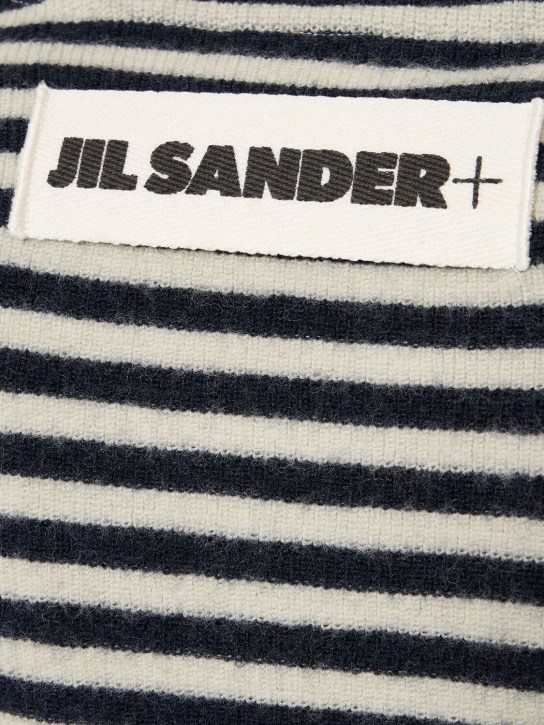 Jil Sander: Striped compact wool knit sweater - Black/White - women_1 | Luisa Via Roma