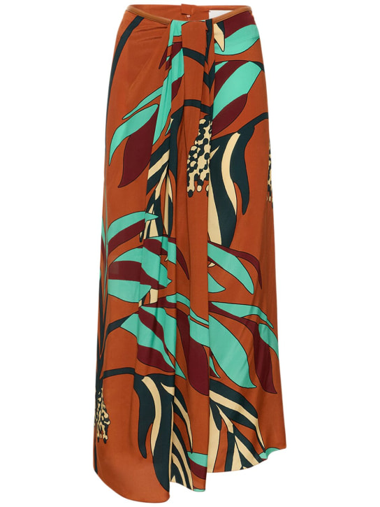 Johanna Ortiz: Gonna midi Captivating Style in seta - Rust/Turquoise - women_0 | Luisa Via Roma