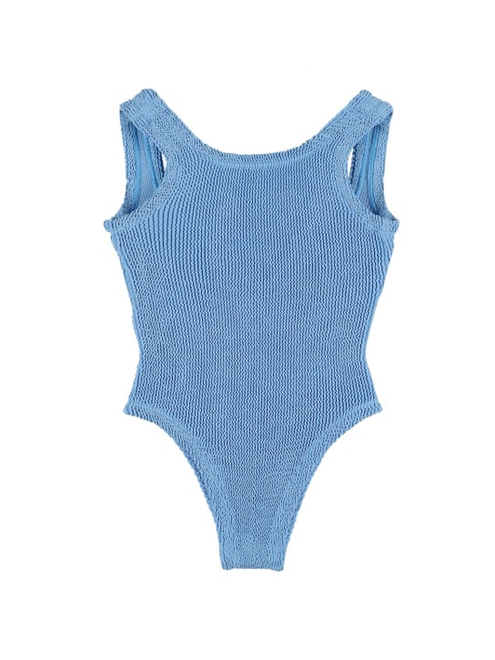 Hunza G: Seersucker one piece swimsuit w/ bow - kids-girls_0 | Luisa Via Roma