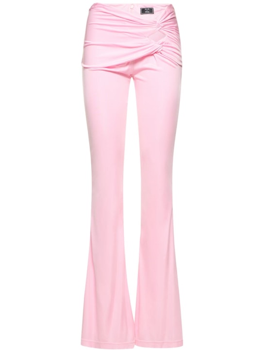 Versace: Dua Lipa raped jersey flared pants - Pink - women_0 | Luisa Via Roma