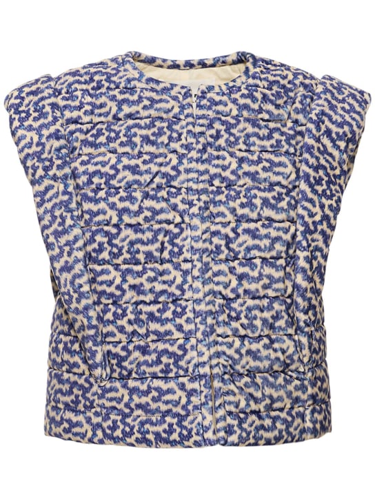 Marant Etoile: Aziela padded printed cotton vest - Mavi/Bej - women_0 | Luisa Via Roma