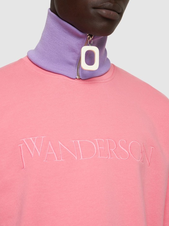 JW Anderson: Wool knit zip-up neckband - Purple - men_1 | Luisa Via Roma