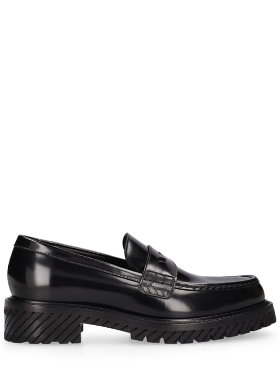 Off-White: Combat leather loafers - men_0 | Luisa Via Roma