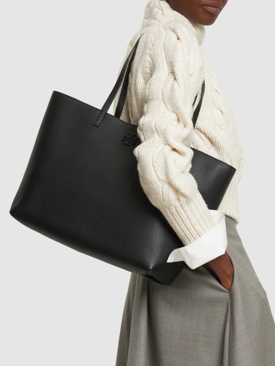 Tory Burch: McGraw leather tote bag - Black - women_1 | Luisa Via Roma