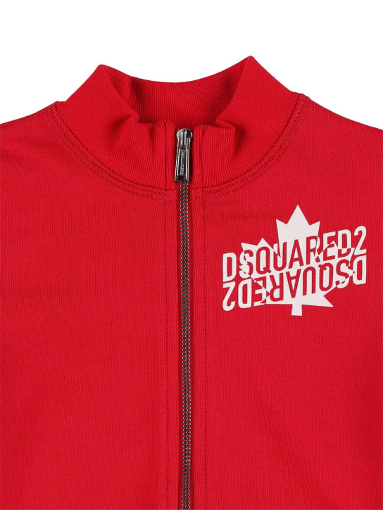 Dsquared2: Logo print cotton zip sweatshirt - kids-boys_1 | Luisa Via Roma