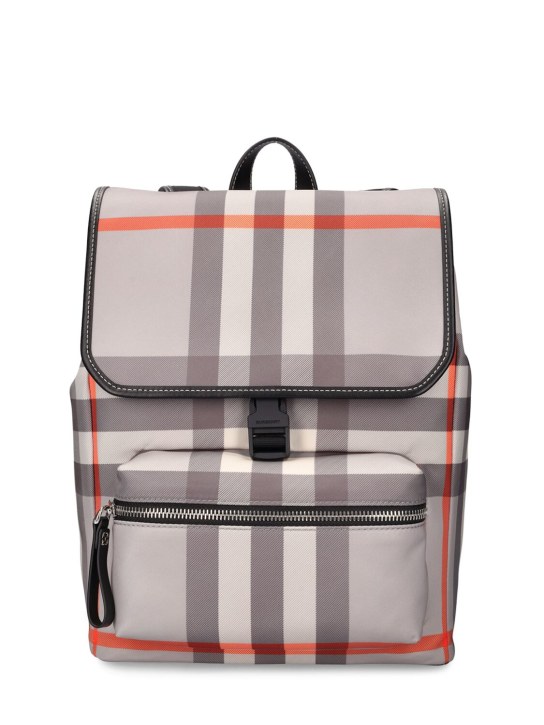 Burberry: Check print nylon backpack - Grey - kids-girls_0 | Luisa Via Roma