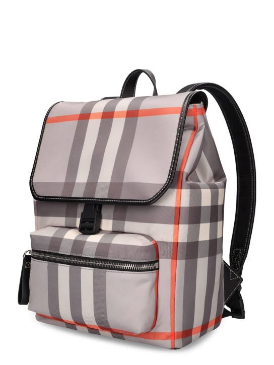 Burberry: Check print nylon backpack - Grey - kids-girls_1 | Luisa Via Roma