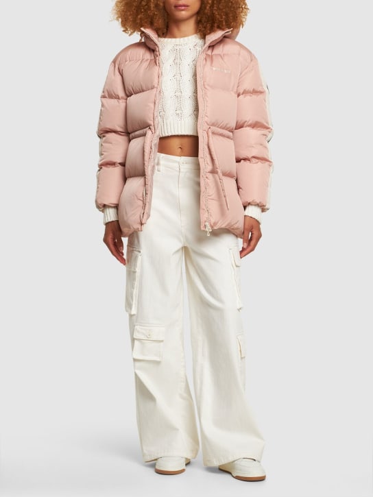 Palm Angels: Belted nylon down jacket - Pink - women_1 | Luisa Via Roma