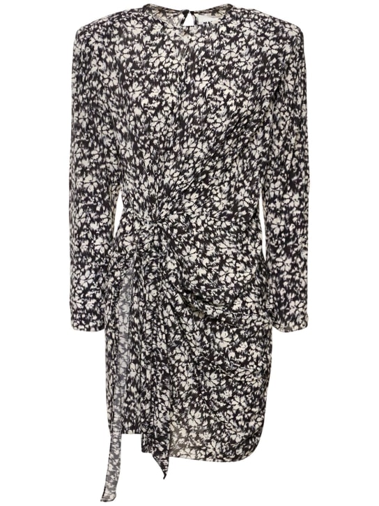Marant Etoile: Dulce printed viscose mini dress - Siyah/Beyaz - women_0 | Luisa Via Roma