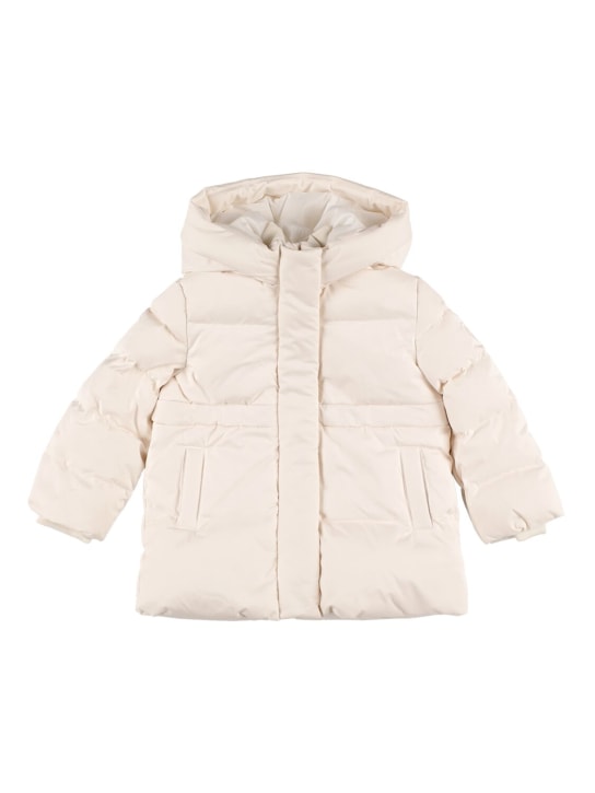 Monnalisa: Hooded nylon down jacket - Beyaz - kids-girls_0 | Luisa Via Roma