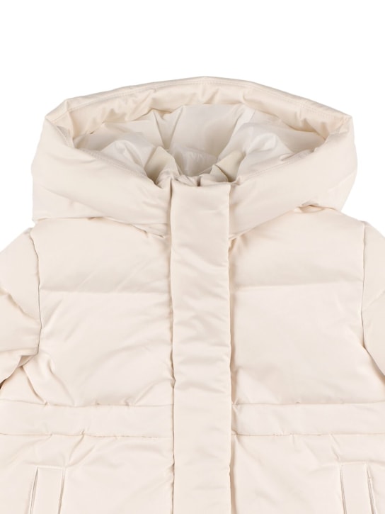 Monnalisa: Hooded nylon down jacket - Beyaz - kids-girls_1 | Luisa Via Roma