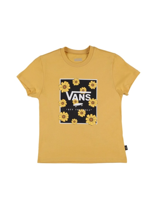 Vans: T-shirt en coton biologique imprimé logo - Jaune - kids-girls_0 | Luisa Via Roma