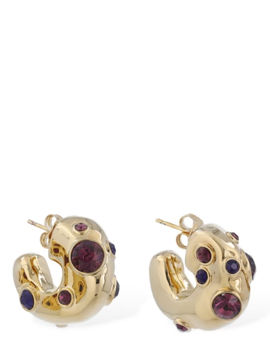 Dries Van Noten: Colored brass & glass earrings - Gold/Purple - women_0 | Luisa Via Roma