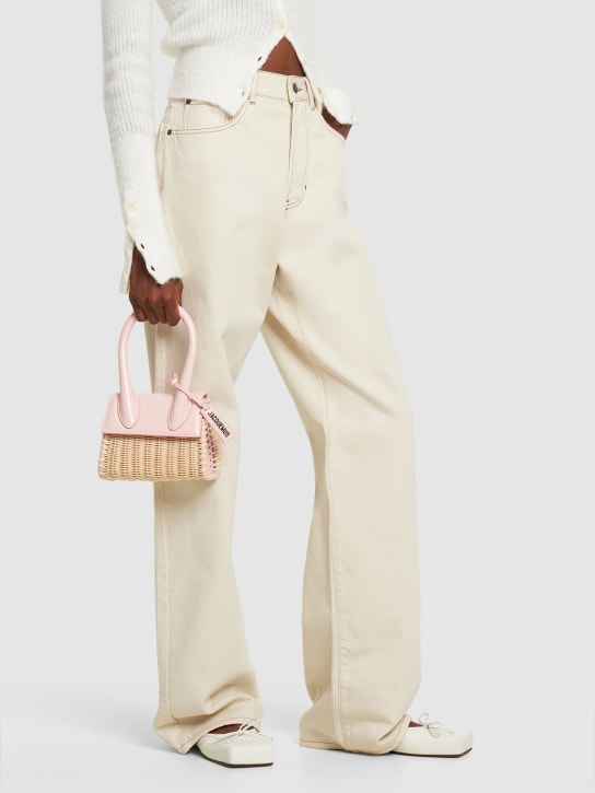 Jacquemus: Le Chiquito Moyen osier top handle bag - Light Pink - women_1 | Luisa Via Roma