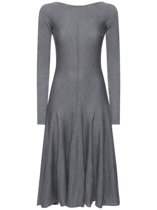 Khaite: Dany long sleeve wool midi dress - Grey - women_0 | Luisa Via Roma