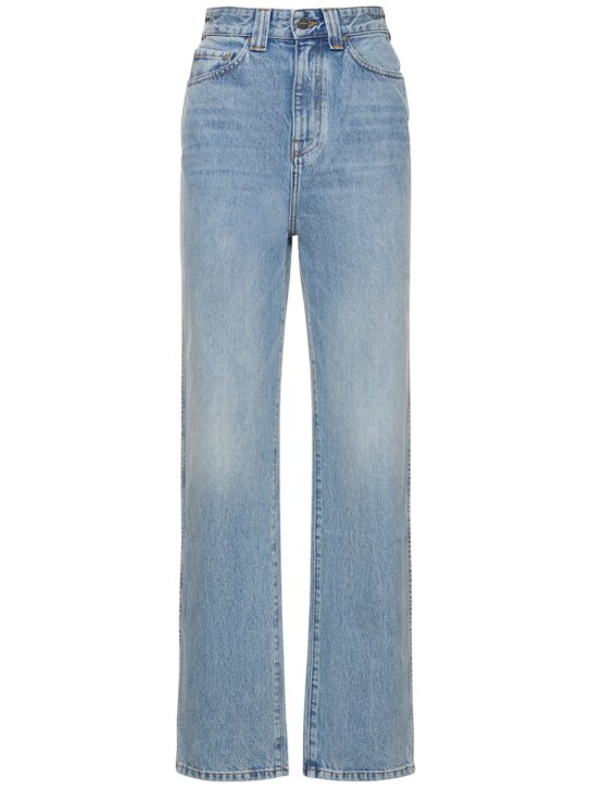 Khaite: Jeans rectos de denim de algodón - Azul - women_0 | Luisa Via Roma