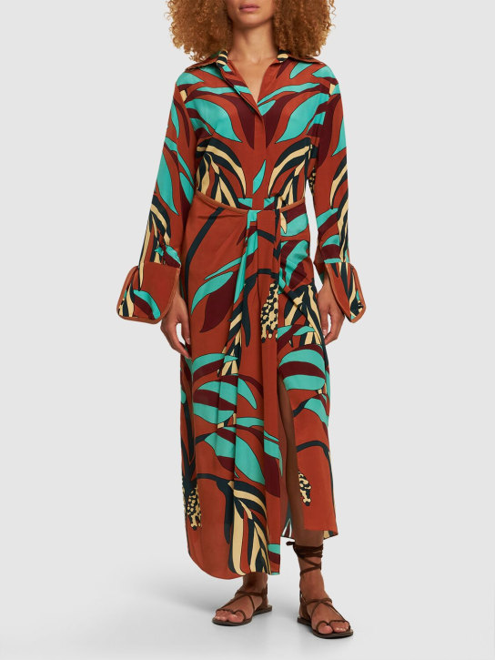 Johanna Ortiz: Gonna midi Captivating Style in seta - Rust/Turquoise - women_1 | Luisa Via Roma