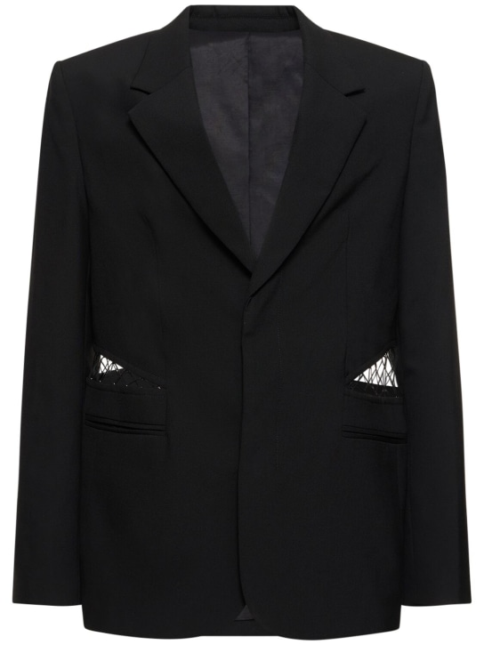 Dion Lee: Picot ウールブレザー - ブラック - men_0 | Luisa Via Roma