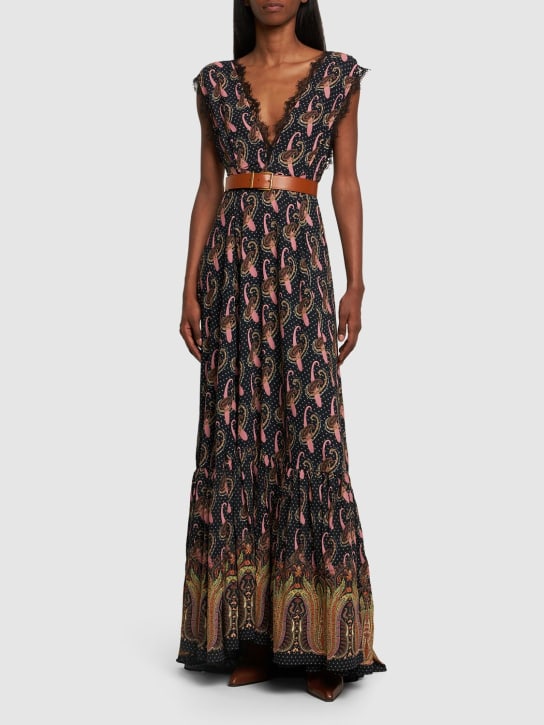 Etro: Printed paisley check maxi dress - women_1 | Luisa Via Roma