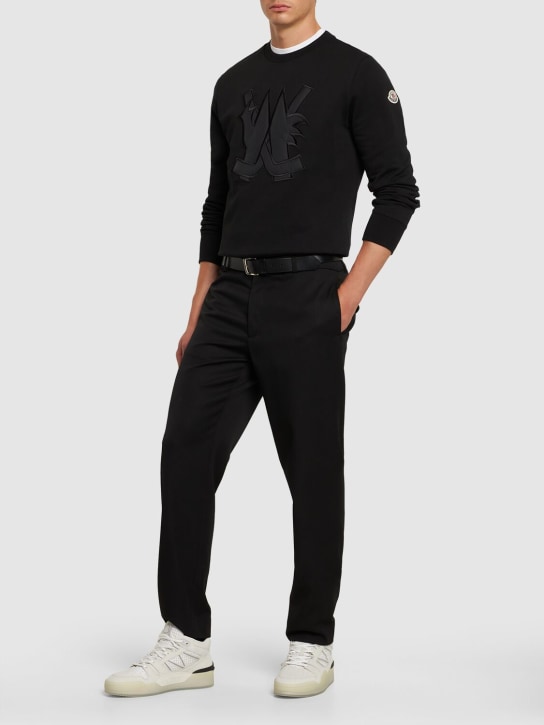 Moncler: Woven wool gabardine pants - Black - men_1 | Luisa Via Roma