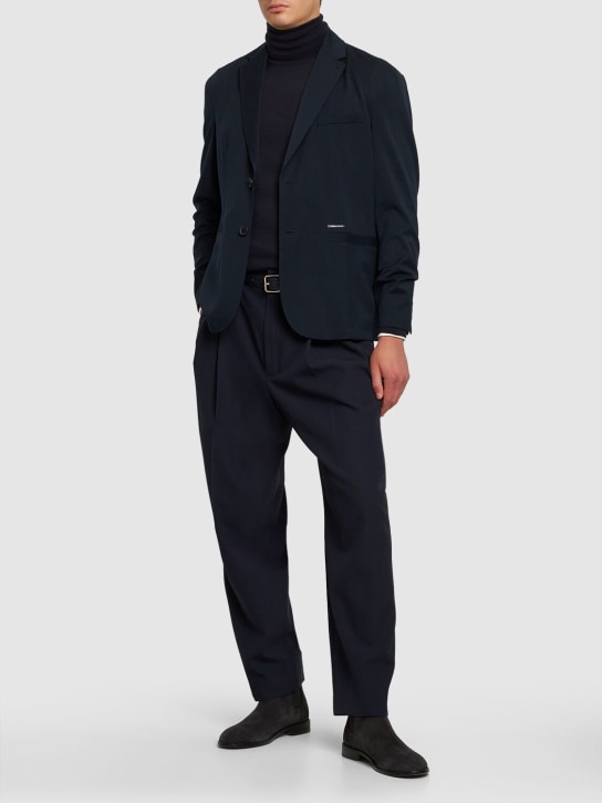 Armani Exchange: Wool blend stretch blazer - Mavi - men_1 | Luisa Via Roma