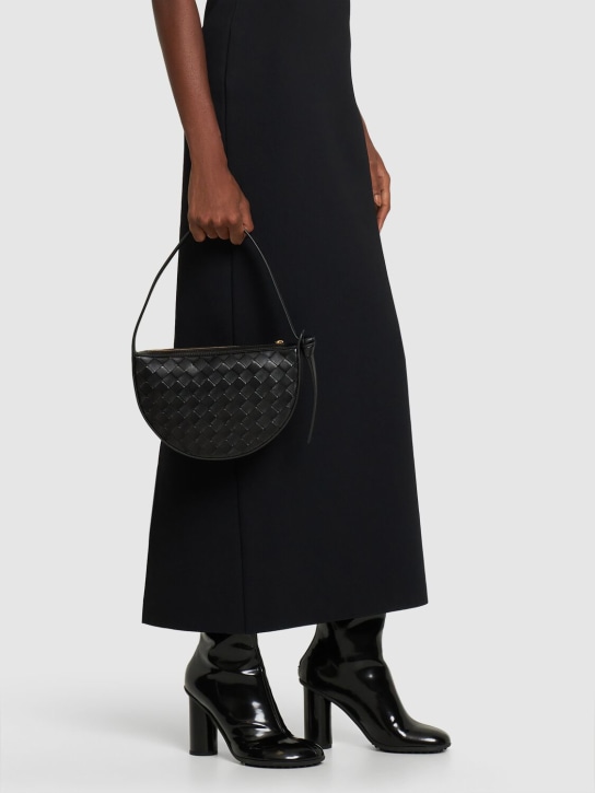 Bottega Veneta: Sac porté épaule mini en cuir Sunrise - Noir - women_1 | Luisa Via Roma
