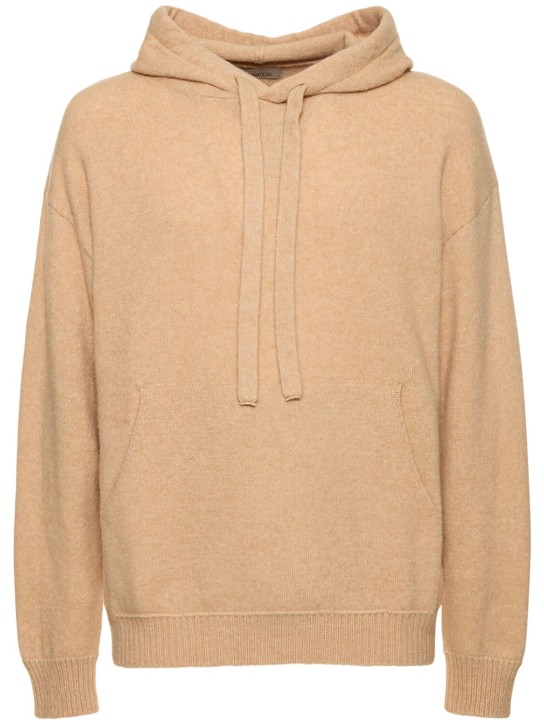 Laneus: Soft cashmere blend hoodie - Kahverengi - men_0 | Luisa Via Roma