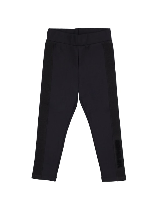 Moncler: Bi-elastic fabric leggings - Black - kids-girls_0 | Luisa Via Roma