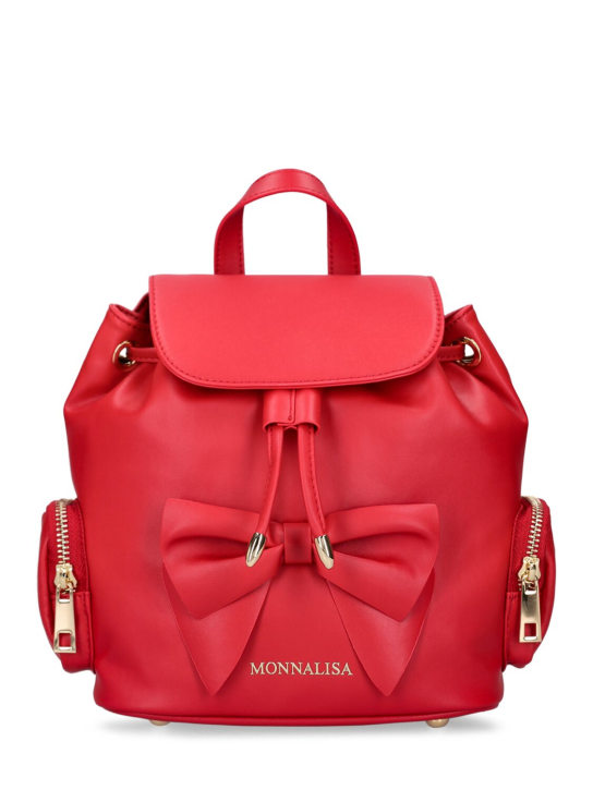 Monnalisa: Leather backpack - Red - kids-girls_0 | Luisa Via Roma