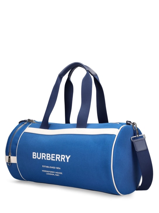 Burberry: Bolso duffle de nylon con logo - Damson Blue - men_1 | Luisa Via Roma