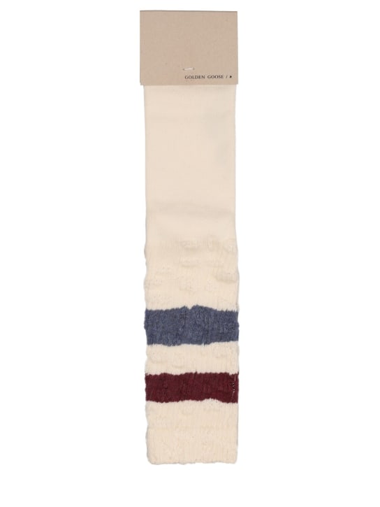 Golden Goose: Striped cotton blend socks - White/Multi - men_0 | Luisa Via Roma