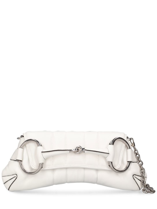 Gucci: Borsa media Gucci Horsebit Chain in pelle - Great White - women_0 | Luisa Via Roma