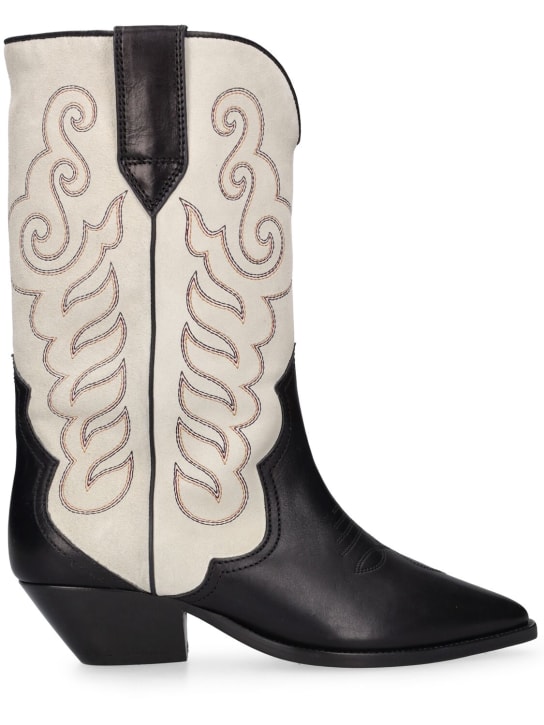 Isabel Marant: 40mm Duerto leather ankle boots - Black/White - women_0 | Luisa Via Roma