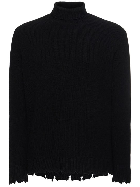 Laneus: High neck wool sweater - Black - men_0 | Luisa Via Roma