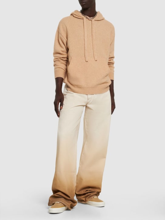 Laneus: Soft cashmere blend hoodie - Kahverengi - men_1 | Luisa Via Roma