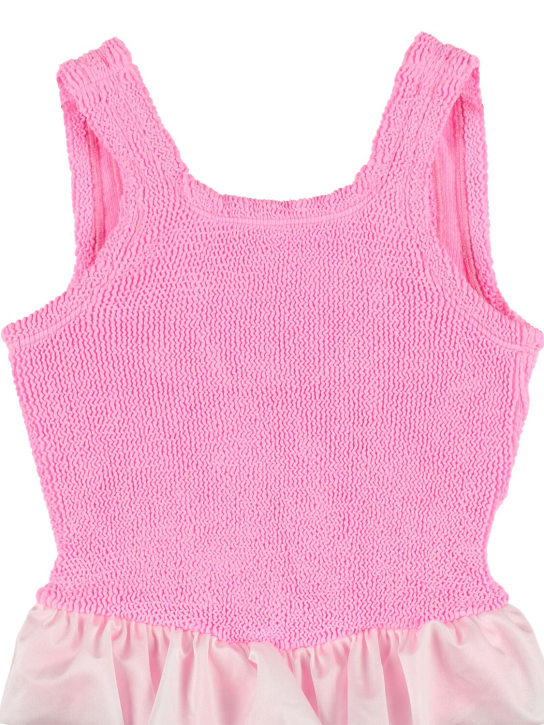 Hunza G: One piece Lycra swimsuit w/ ruffle - Pink - kids-girls_1 | Luisa Via Roma