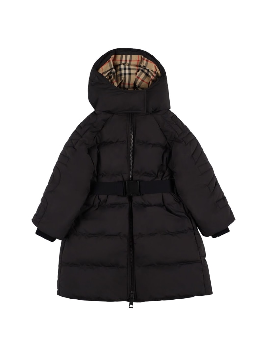 Burberry: Long nylon down jacket - Black - kids-girls_0 | Luisa Via Roma