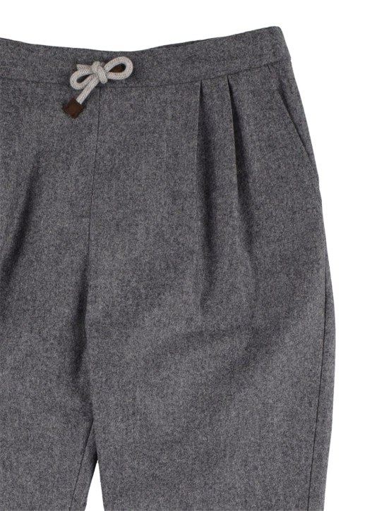 Brunello Cucinelli: Flannel pants - Dark Grey - kids-boys_1 | Luisa Via Roma