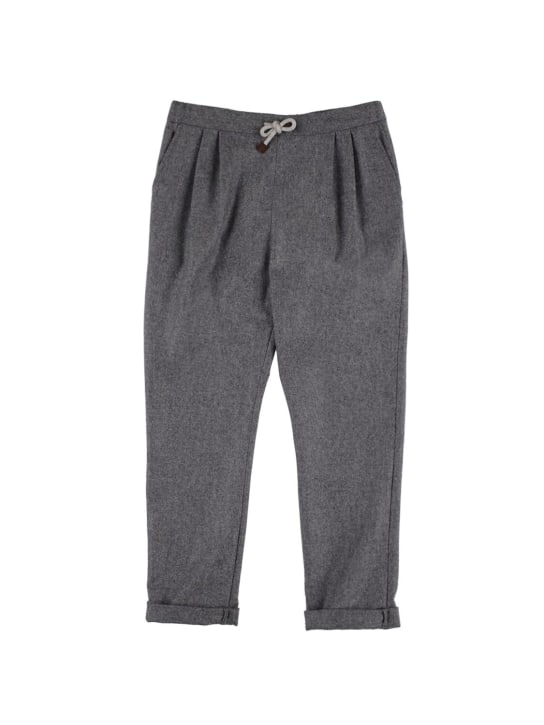 Brunello Cucinelli: Flannel pants - Dark Grey - kids-boys_0 | Luisa Via Roma