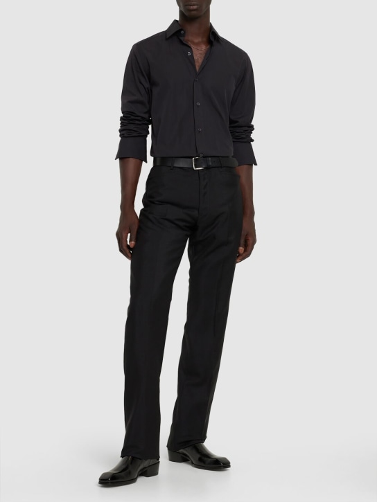 Tom Ford: Poplin slim fit shirt - Black - men_1 | Luisa Via Roma