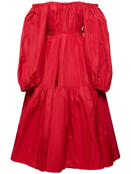 Patou: Faille off-the-shoulder midi dress - Red - women_0 | Luisa Via Roma