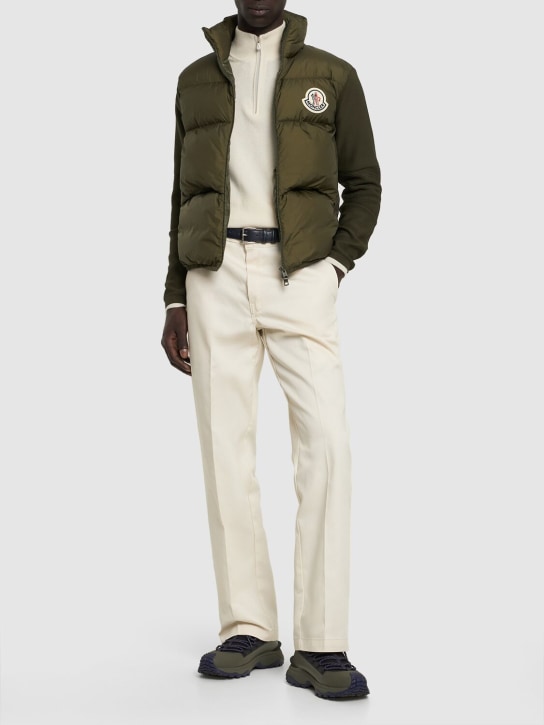 Moncler: Nylon down jacket - Military Green - men_1 | Luisa Via Roma