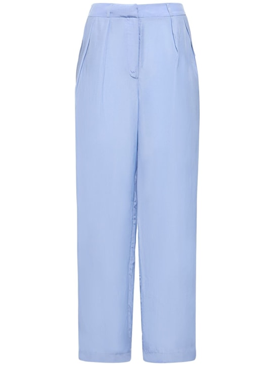 The Frankie Shop: Tansy pleated silky cupro pants - Blue - women_0 | Luisa Via Roma